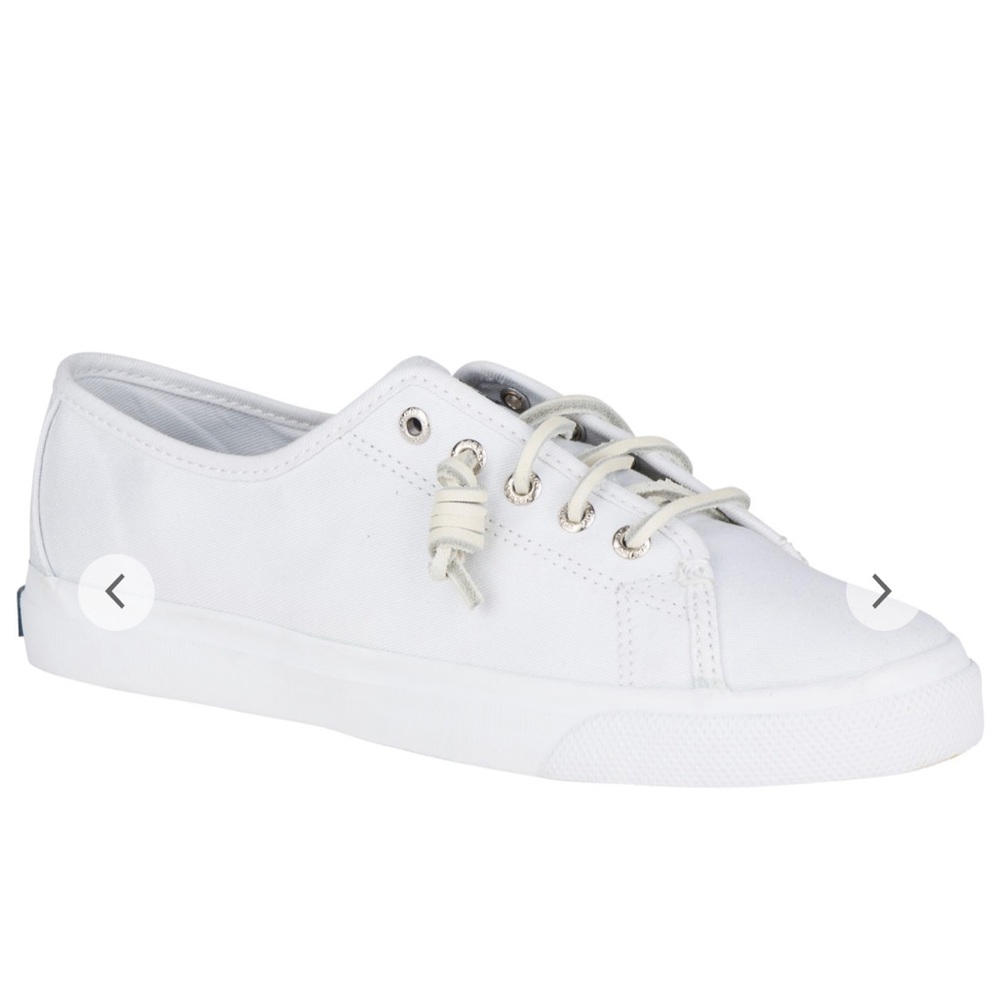 Sperry Top Sider White Canvas Women’s Seacoast Boat Shoes Sneakers 7.5